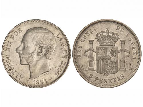 ALFONSO XII. 5 Pesetas. 1882/1 (*18-82/1). M.S.-M. MBC/MBC+.