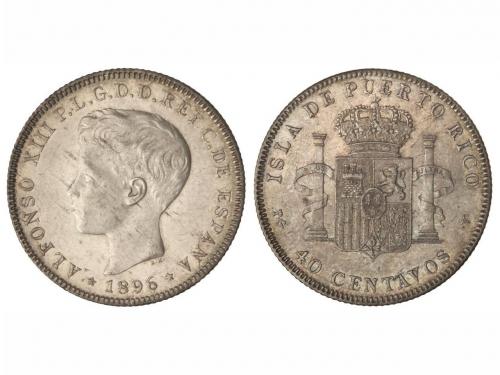 ALFONSO XIII. 40 Centavos de Peso. 1896. PUERTO RICO. P.G.-V