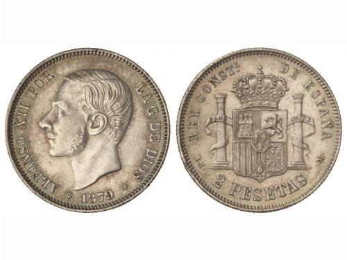 ALFONSO XII. 2 Pesetas. 1879 (*18-79). E.M.-M. (Pequeños gol