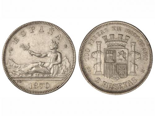 GOB. PROVISIONAL y I REPÚBLICA. 2 Pesetas. 1870 (*18-74). D.