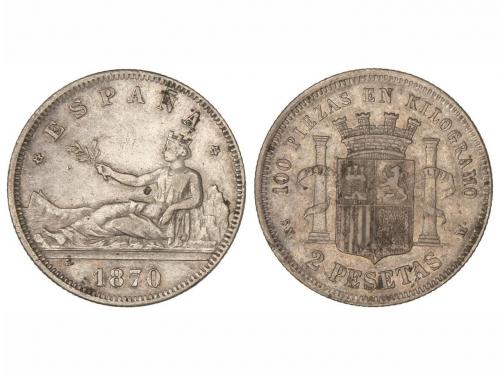 GOB. PROVISIONAL y I REPÚBLICA. 2 Pesetas. 1870 (*18-70). S.