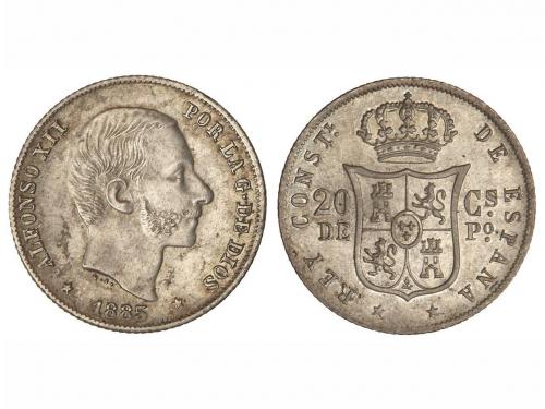 ALFONSO XII. 20 Centavos de Peso. 1885. MANILA. Pátina y res