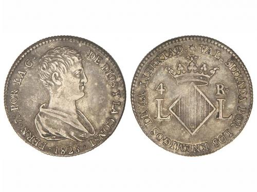 FERNANDO VII. 4 Reales. 1823. VALENCIA. 5,79 grs. Pátina. Ca