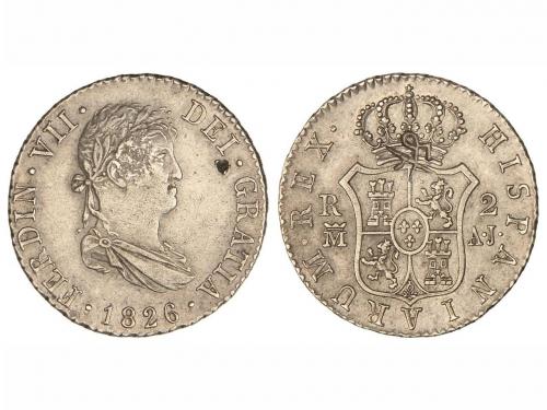 FERNANDO VII. 2 Reales. 1826. MADRID. A.J. 5,29 grs. (Golpe 