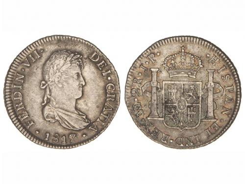 FERNANDO VII. 2 Reales. 1817. LIMA. J.P. 7,40 grs. Pátina. C