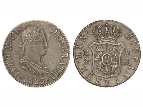 FERNANDO VII. 2 Reales. 1823. MADRID. A.J. 5,93 grs. Ligera 