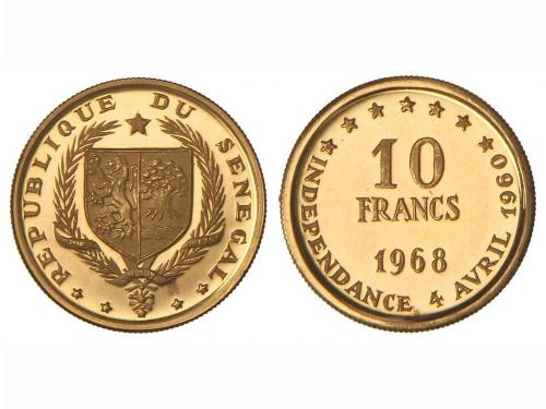 SENEGAL. 10 Francos. 1968. 3,18 grs. AU. VIII Aniversario In