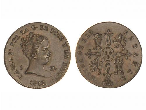 ISABEL II. 1 Maravedí. 1842. SEGOVIA. 1,32 grs. Cal-567. EBC