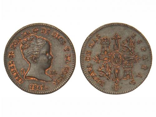 ISABEL II. 1 Maravedí. 1842. JUBIA. 1,28 grs. Pátina marrón.
