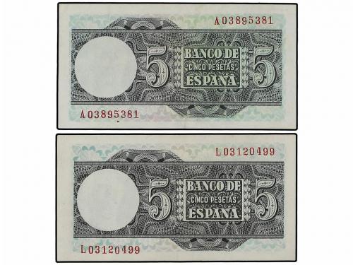 ESTADO ESPAÑOL. Lote 2 billetes 5 Pesetas. 5 Marzo 1948. Elc