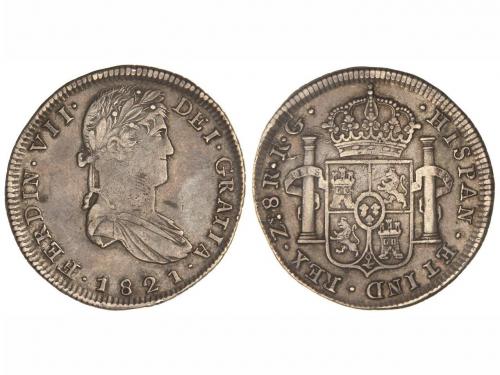 FERNANDO VII. 8 Reales. 1821. ZACATECAS. R.G. 26,80 grs. Cal