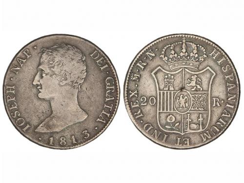 JOSÉ NAPOLEÓN. 20 Reales. 1813. MADRID. R.N. 27 grs. ESCASA.
