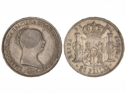 FERNANDO VII. 20 Reales. 1852. SEVILLA. 26 grs. Pátina. (Gol
