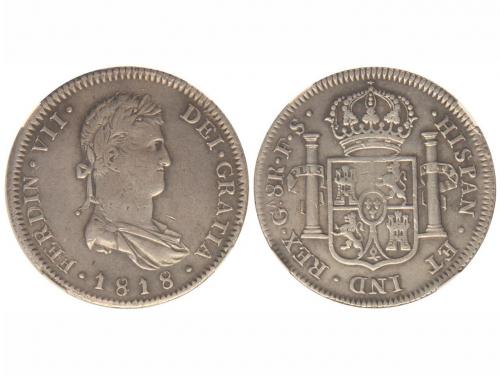 FERNANDO VII. 8 Reales. 1818. GUADALAJARA. F.S. Encapsulada 