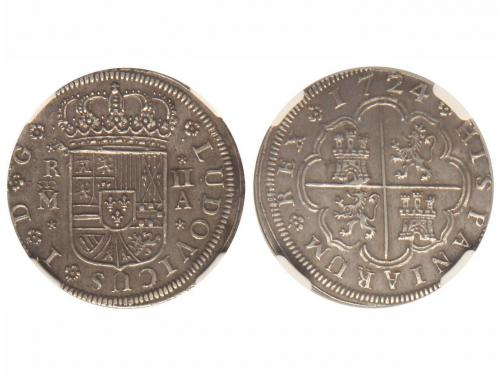 LUIS I. 2 Reales. 1724. MADRID. A. Encapsulada por NGC (nº 2