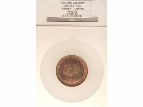 URUGUAY. Prueba de anverso 2.000 Nuevos Pesos. 1983. AE. Vis