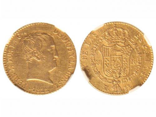 FERNANDO VII. 80 Reales. 1822. MADRID. S.R. Encapsulada por 