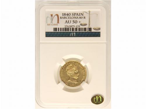 ISABEL II. 80 Reales. 1840. BARCELONA. P.S. Encapsulada por 