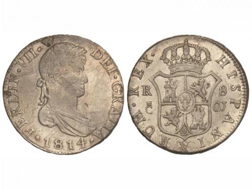 FERNANDO VII. 8 Reales. 1814. Cádiz. C.J. 26,95 grs. (Rayita