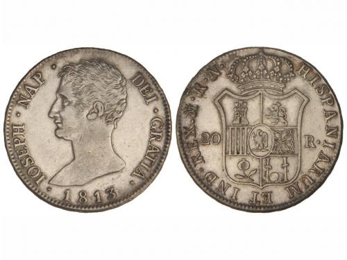 JOSÉ NAPOLEÓN. 20 Reales. 1813. MADRID. R.N. 26,46 grs. (Lig