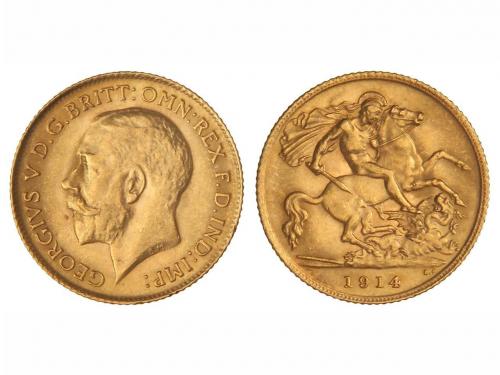 GRAN BRETAÑA. 1/2 Soberano. 1914. JORGE V. 3,98 grs. AU. KM-