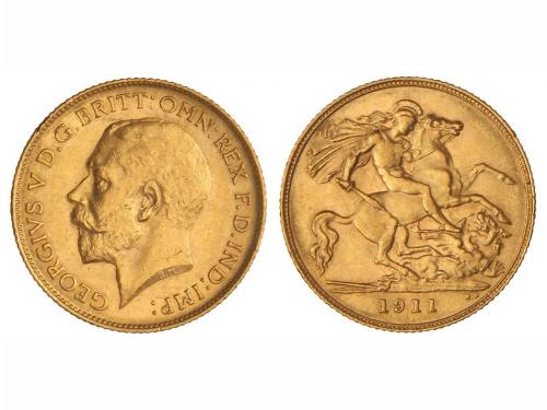 GRAN BRETAÑA. 1/2 Soberano. 1911. JORGE V. 3,98 grs. AU. KM-