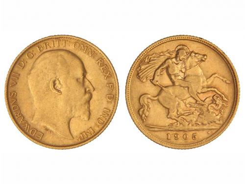 GRAN BRETAÑA. 1/2 Soberano. 1905. EDUARDO VII. 3,95 grs. AU.