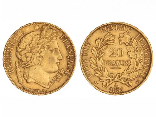 FRANCIA. 20 Francos. 1851-A. II REPÚBLICA. PARÍS. 6,45 grs. 