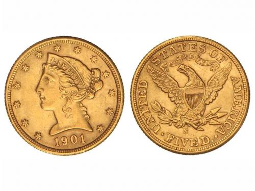 ESTADOS UNIDOS. 5 Dólares. 1901-S. SAN FRANCISCO. 8,37 grs. 