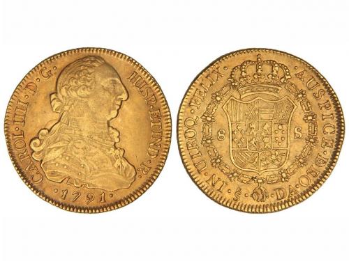 CARLOS IV. 8 Escudos. 1791. SANTIAGO. D.A. 27,03 grs. Busto 