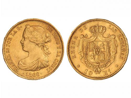 ISABEL II. 10 Escudos. 1866. MADRID. 8,39 grs. Cal-44. EBC. 