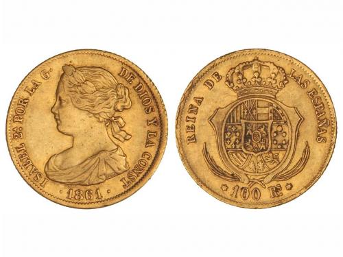 ISABEL II. 100 Reales. 1861. MADRID. 8,34 grs. (Pequeños gol