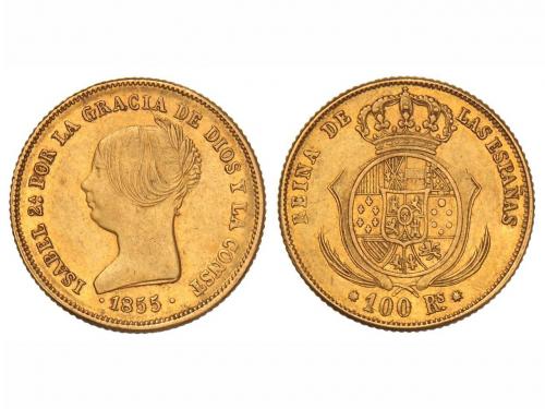 ISABEL II. 100 Reales. 1855. BARCELONA. 8,42 grs. Cal-8. MBC