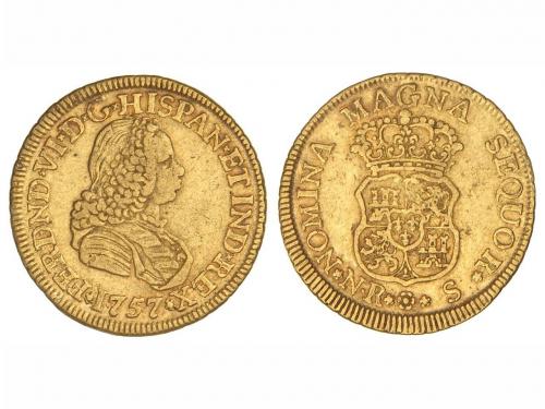 FERNANDO VI. 2 Escudos. 1757. NUEVO REINO. S. 6,68 grs. (Peq