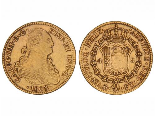 CARLOS IV. 4 Escudos. 1803. MÉXICO. F.T. 13,42 grs. Acuñació