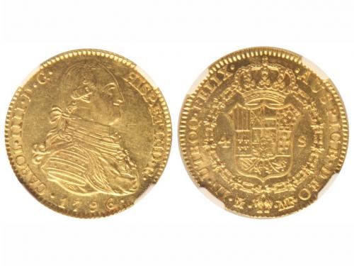 CARLOS IV. 4 Escudos. 1796. MADRID. M.F. Brillo original. En
