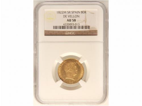 FERNANDO VII. 80 Reales. 1822. MADRID. S.R. Encapsulada por 