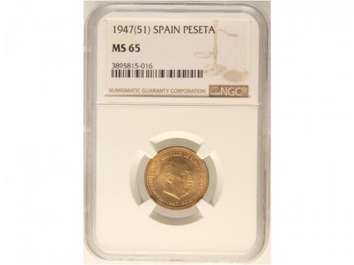 ESTADO ESPAÑOL. 1 Peseta. 1947 (*19-51). Encapsulada por NGC