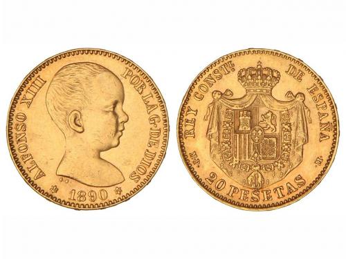 ALFONSO XIII. 20 Pesetas. 1890 (*18-90). M.P.-M. (Pequeños g