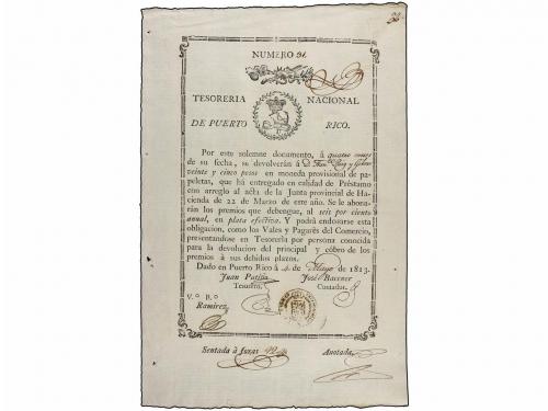 EMISIONES DE ULTRAMAR I ANDORRA. 25 Pesos. 4 Mayo 1813. TESO