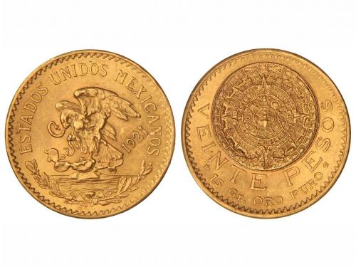 MÉXICO. 20 Pesos. 1921. 16,64 grs. AU. (Leves rayitas). KM-4