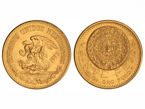 MÉXICO. 20 Pesos. 1917. 16,63 grs. AU. (Pequeñas rayitas). K