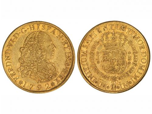 FERNANDO VI. 8 Escudos. 1752. LIMA. J. 26,97 grs. Restos de 
