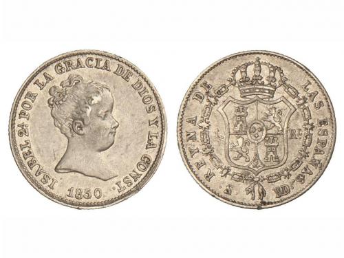 ISABEL II. 1 Real. 1850. SEVILLA. R.D. 1,31 grs. (Leves golp