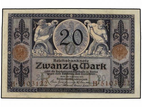 BILLETES EXTRANJEROS. Lote 3 billetes 20 Marcos. 4.11.1915. 