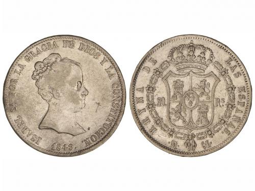 ISABEL II. 20 Reales. 1849. MADRID. C.L. 25,92 grs. (Golpeci