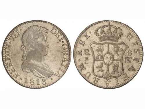 FERNANDO VII. 8 Reales. 1813. CÁDIZ. C.J. 26,78 grs. Acuñaci