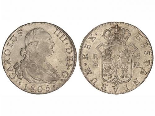 CARLOS IV. 8 Reales. 1805. MADRID. F.A. 26,78 grs. Pátina. (