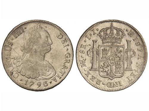 CARLOS IV. 8 Reales. 1793. LIMA. I.J. 26,96 grs. (Pequeños g