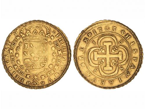 FELIPE V. 8 Escudos. 1703. SEVILLA. J. J - 8 / 8 - S. 27 grs